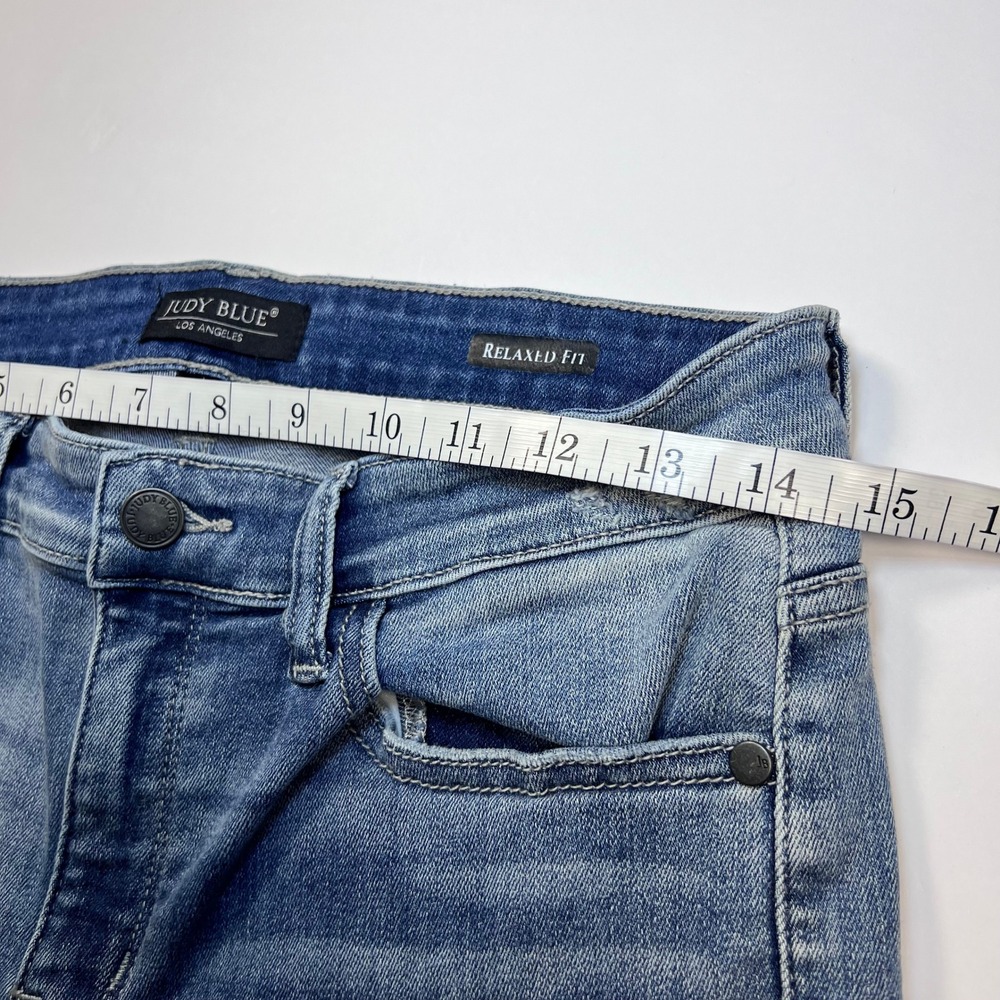 Judy Blue Relaxed Fit Jeans Women 11/30 Blue Distressed‎ Paint Splatter Stretch - Picture 6 of 12